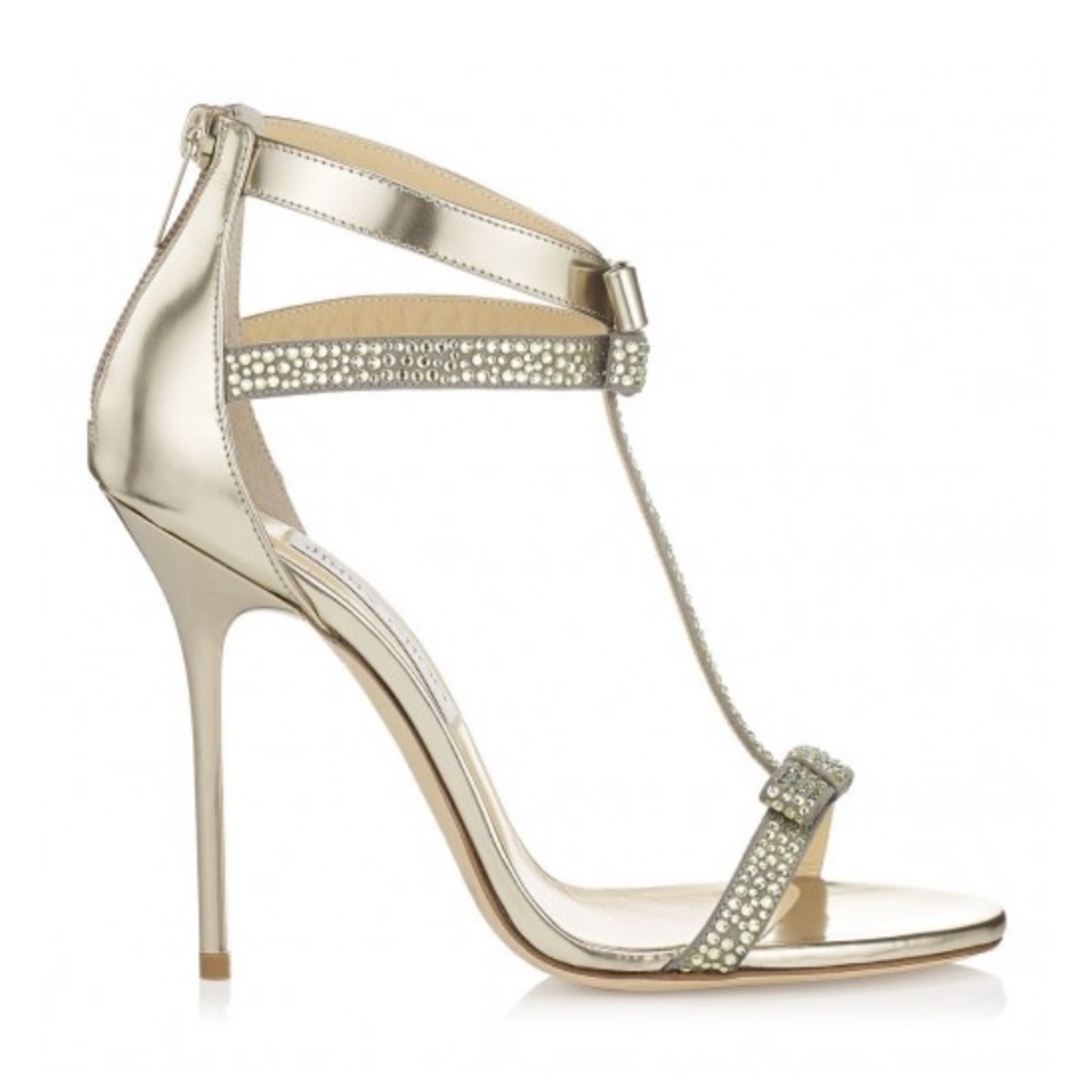 JIMMY CHOO ESCAPE GOLD BOW SANDAL - Picture 2 of 8